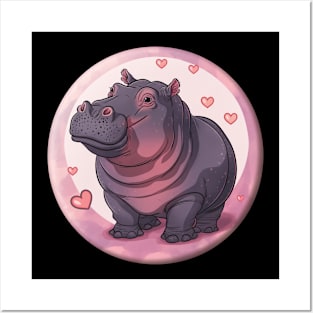 Hippopotamus Love Design Posters and Art